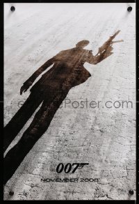 7z166 QUANTUM OF SOLACE teaser mini poster 2008 Craig as Bond w/ silenced UMP submachine gun!
