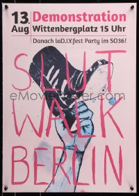 7z440 SLUT WALK BERLIN 17x24 German special poster 2010s hand holding a heeled boot!