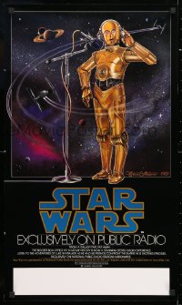 7z025 STAR WARS RADIO DRAMA radio poster 1981 art of C-3PO at microphone by Celia Strain!