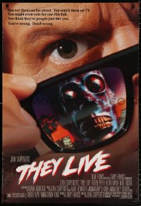 7z938 THEY LIVE DS 1sh 1988 Rowdy Roddy Piper, John Carpenter, he's all out of bubblegum!
