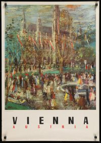 7z084 AUSTRIA Vienna City Hall style 23x33 Austrian travel poster 1970s image from the country!