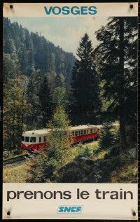 7z100 FRENCH NATIONAL RAILROADS 25x39 French travel poster 1965 passing through forest, Marchand!