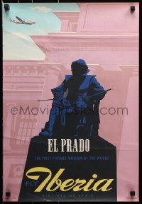 7z104 IBERIA EL PRADO 16x24 Spanish travel poster 1950s Velazquez Statue at the Prado Museum!