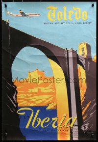 7z106 IBERIA TOLEDO 16x24 Spanish travel poster 1950s Puente del Alcantara bridge!