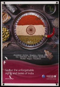 7z119 QATAR AIRWAYS INDIA 25x36 Qatari travel poster 2000s image of Indian spices, savor them!