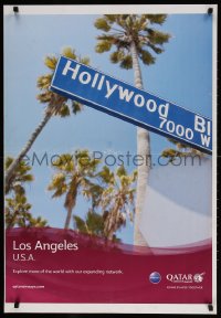 7z120 QATAR AIRWAYS LOS ANGELES 25x36 Qatari travel poster 2000s Hollywood street sign!