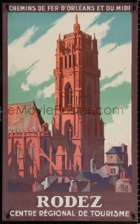 7z121 RODEZ 25x40 French travel poster 1920s Cathedral of Notre-Dame of Rodez by Charles Hallo!