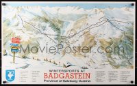7z131 WINTERSPORTS AT BADGASTEIN 20x32 Austrian travel poster 1960s resort map by Gumpold!
