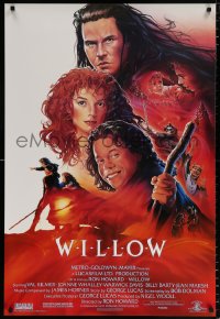 7z987 WILLOW 1sh 1988 Ron Howard directed, John Alvin art of Val Kilmer, Warwick Davis & Whalley!