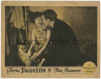 8a058 FINE MANNERS LC 1926 chorus girl Gloria Swanson repelled by guy putting the make on her!