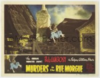 8a091 MURDERS IN THE RUE MORGUE LC #2 R1948 wacky fake gorilla carrying Sidney Fox on rooftop!