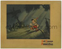 8a097 PINOCCHIO LC 1940 scared Pinocchio & Jiminy Cricket walking on road at night, Walt Disney!