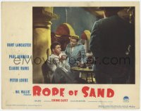 8a103 ROPE OF SAND LC #5 1949 Peter Lorre confers with smoking Burt Lancaster, William Dieterle