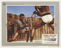 8a107 SPARTACUS LC #4 R1967 great c/u of Kirk Douglas & Woody Strode in gladiator death battle!