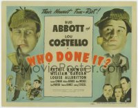 8a034 WHO DONE IT TC 1942 detectives Bud Abbott & Lou Costello with Sherlock hats & pipes!