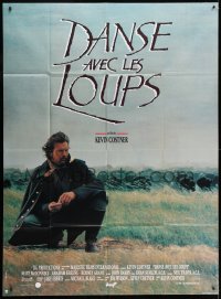 8b692 DANCES WITH WOLVES French 1p 1991 cool different image of Kevin Costner & buffalo herd!