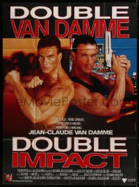 8b704 DOUBLE IMPACT French 1p 1991 great image of Jean-Claude Van Damme in a dual role as twins!