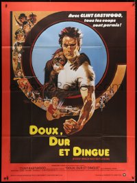 8b721 EVERY WHICH WAY BUT LOOSE French 1p 1979 Peak art of Clint Eastwood & Clyde the orangutan!