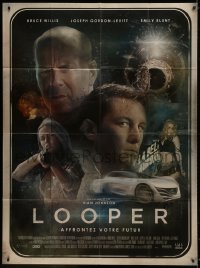 8b822 LOOPER French 1p 2012 Bruce Willis & Joseph Gordon-Levitt, cool different montage art!