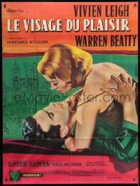 8b898 ROMAN SPRING OF MRS. STONE French 1p 1962 art of Beatty about to kiss Leigh by Jean Mascii!
