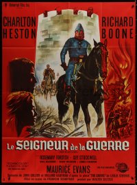 8b976 WAR LORD French 1p 1966 different art of Charlton Heston on horseback by Guy Gerard Noel!
