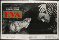 8b562 EVA French 2p 1962 Joseph Losey, great c/u of pretty Jeanne Moreau & Stanley Baker, rare!