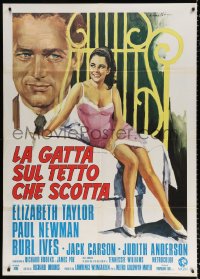 8b118 CAT ON A HOT TIN ROOF Italian 1p R1974 art of Liz Taylor & Paul Newman by Averardo Ciriello!