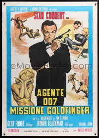 8b150 GOLDFINGER Italian 1p R1970s art of Sean Connery as James Bond + sexy golden Shirley Eaton!