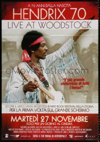 8b157 HENDRIX 70 LIVE AT WOODSTOCK advance Italian 1p 2012 cool c/u of Jimi with guitar at concert!
