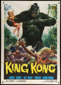 8b169 KING KONG Italian 1p R1973 different Casaro art of the giant ape carrying sexy Fay Wray!