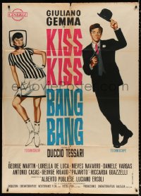 8b170 KISS KISS...BANG BANG Italian 1p 1966 Sandro Symeoni art of spy Giuliano Gemma & sexy woman!