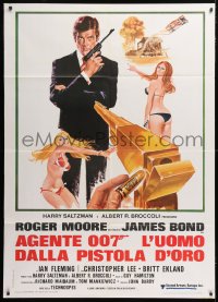 8b178 MAN WITH THE GOLDEN GUN Italian 1p R1970s art of Roger Moore as James Bond by Enzo Sciotti!