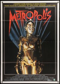 8b181 METROPOLIS Italian 1p R1984 Fritz Lang classic, great Nikosey art of robot Brigitte Helm!