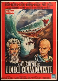 8b235 TEN COMMANDMENTS Italian 1p 1959 DeMille, Colizzi art of Heston & Brynner, ultra rare!