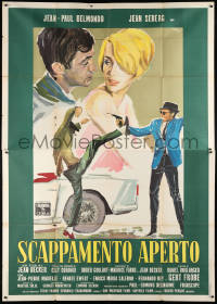 8b005 BACKFIRE Italian 2p 1964 great Ercole Brini art of Jean Seberg & Jean-Paul Belmondo!