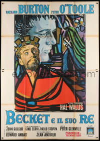8b007 BECKET Italian 2p 1964 different Brini art of Richard Burton & Peter O'Toole as King Henry II