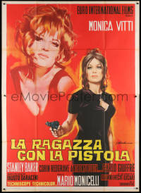 8b028 GIRL WITH THE PISTOL Italian 2p 1968 best different art of sexy Monica Vitti by Olivetti!