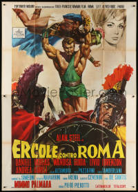 8b033 HERCULES AGAINST ROME Italian 2p 1964 Casaro art of strongman Sergio Ciani vs entire army!