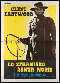 8b034 HIGH PLAINS DRIFTER Italian 2p 1973 art of Clint Eastwood holding whip by Enzo Nistri!