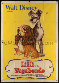 8b039 LADY & THE TRAMP Italian 2p R1966 Walt Disney romantic canine dog classic cartoon!