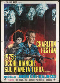8b050 OMEGA MAN Italian 2p 1971 Charlton Heston is the last man alive, great different Ciriello art