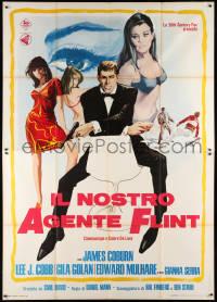 8b051 OUR MAN FLINT Italian 2p 1966 art of James Coburn & sexy ladies, James Bond spy spoof!