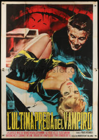 8b055 PLAYGIRLS & THE VAMPIRE Italian 2p 1963 best art of monster & sexy female victim, very rare!
