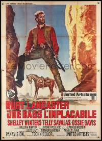 8b066 SCALPHUNTERS Italian 2p 1968 different art of cowboy Burt Lancaster with rifle in desert!