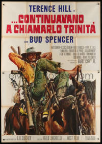 8b077 TRINITY IS STILL MY NAME Italian 2p 1972 cool spaghetti western art of Terence Hill on horse!