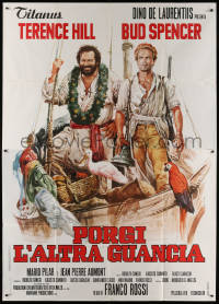 8b079 TURN THE OTHER CHEEK Italian 2p 1974 Casaro art of Terence Hill & Bud Spencer in boat, rare!