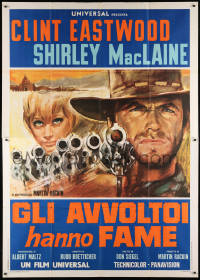 8b081 TWO MULES FOR SISTER SARA Italian 2p 1970 different art of Clint Eastwood & Shirley MacLaine!