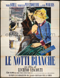 8b001 WHITE NIGHTS Italian 4p 1957 Visconti, Allard art of Schell & Marais by bridge, Dostoyevsky!