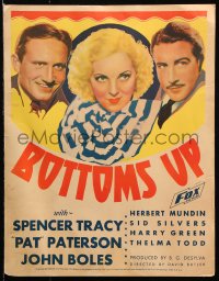 8b283 BOTTOMS UP WC 1934 art of young Spencer Tracy, Pat Paterson and John Boles!