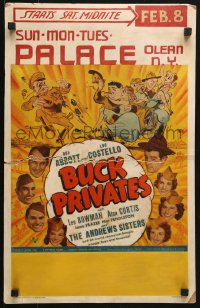 8b288 BUCK PRIVATES WC 1940 Bud Abbott & Lou Costello, The Andrews Sisters, cool cartoon art!